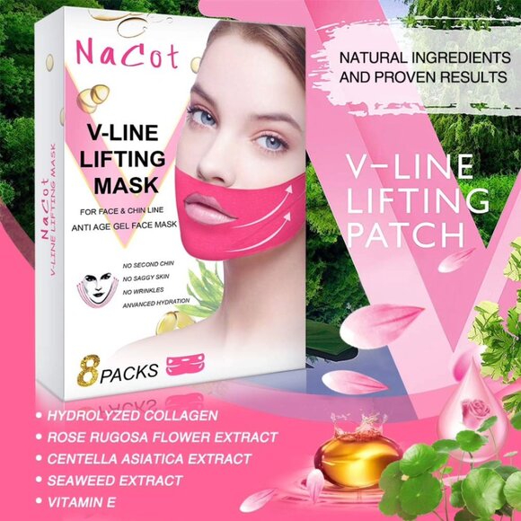 NEW- NaCot V-Line Mask 8 Pcs Chin Up Patches - Picture 6 of 9